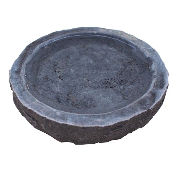 fuglebad-limestone blue rund