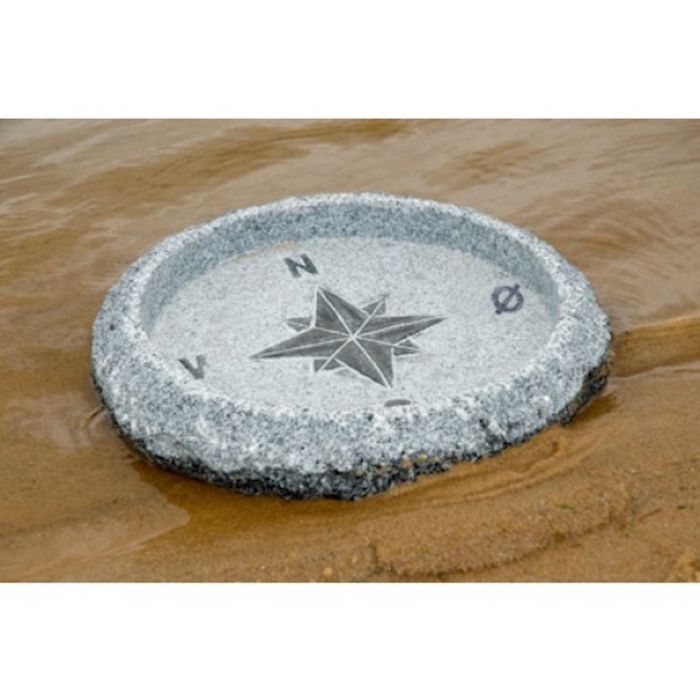 Fuglebad rund med kompas uden sokkel Ø35cm