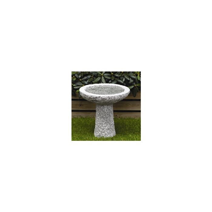 Fuglebad rund på sokkel lysegrå granit Ø35cm