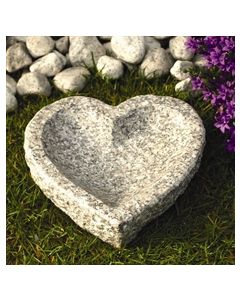 Fuglebad hjerteform lysegrå granit Ø20cm