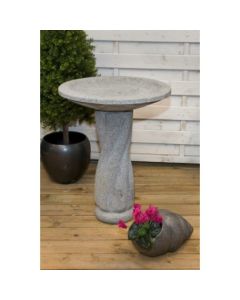 Fuglebad rund på sokkel grå granit 70x50cm