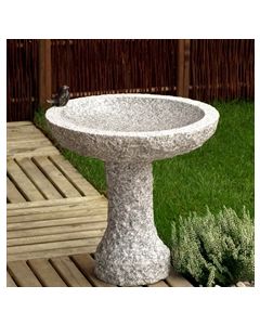 Fuglebad på sokkel indvendig poleret lysegrå granit Ø45cm