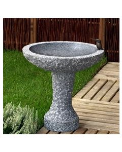 Fuglebad på sokkel indvendig poleret mørkegrå granit Ø45cm