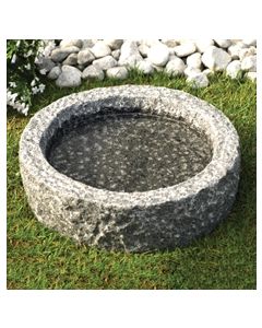 Fuglebad rund grovhugget mørkegrå granit Ø45cm