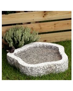 Fuglebad rund naturform lysegrå granit Ø50cm