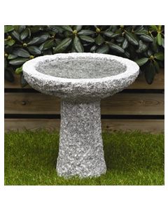 Fuglebad rund på sokkel lysegrå granit Ø35cm