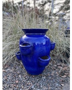 Jordbær-Krukke-Blå-H.60