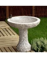 Fuglebad på sokkel indvendig poleret lysegrå granit Ø35cm