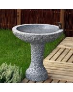 Fuglebad på sokkel indvendig poleret mørkegrå granit Ø35cm