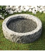 Fuglebad rund grovhugget mørkegrå Ø35cm