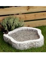 Fuglebad rund naturform lysegrå granit Ø50cm