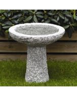 Fuglebad rund på sokkel lysegrå granit Ø45cm