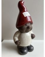 Havenisse - Gnom Stående Med Rød Hue  Og Hvid Trøje